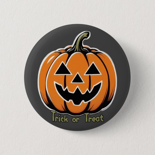 Trick or treat- Pompoen Ronde Button 5,7 Cm (Voorkant)