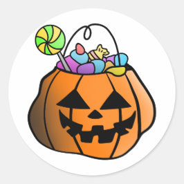 Trick or Treat Pompoen Ronde Sticker