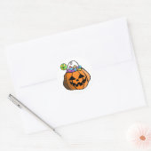 Trick or Treat Pompoen  Ronde Sticker (Envelop)