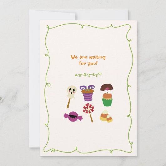 Trick or treat Pompoen & Snoep Halloween Party Kaart (Achterkant)