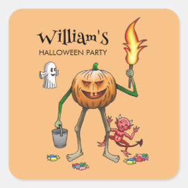 Trick or Treat Pompoen Vierkante Sticker