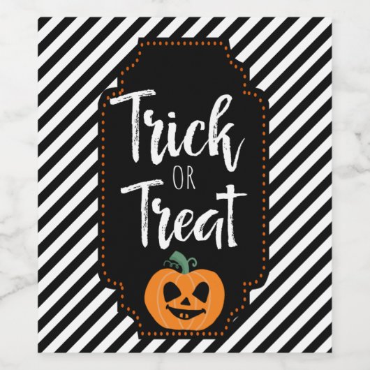 trick or treat pompoen wijn halloween wijnfles wijn etiket (Enkel label)