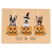 Trick or treat Pumpkin, Franse Bulldogs Groot Cadeauzakje (Achterkant)