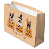Trick or treat Pumpkin, Franse Bulldogs Groot Cadeauzakje (Achterkant Gekanteld)