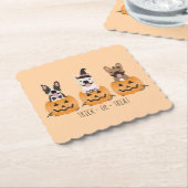 Trick or treat Pumpkin, Franse Bulldogs Kartonnen Onderzetters (Gebogen)