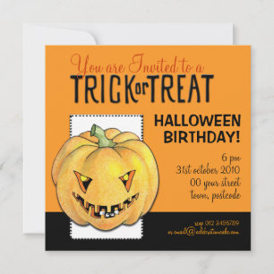 trick or treat Pumpkin Halloween Birthday Kaart