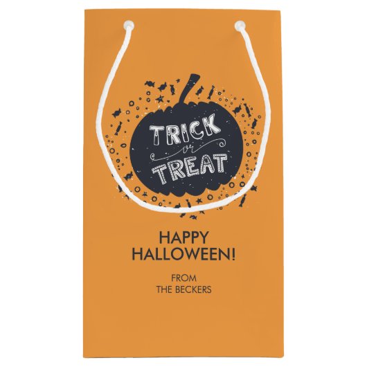 Trick or treat Pumpkin Halloween Gift Bag Klein Cadeauzakje (Achterkant)