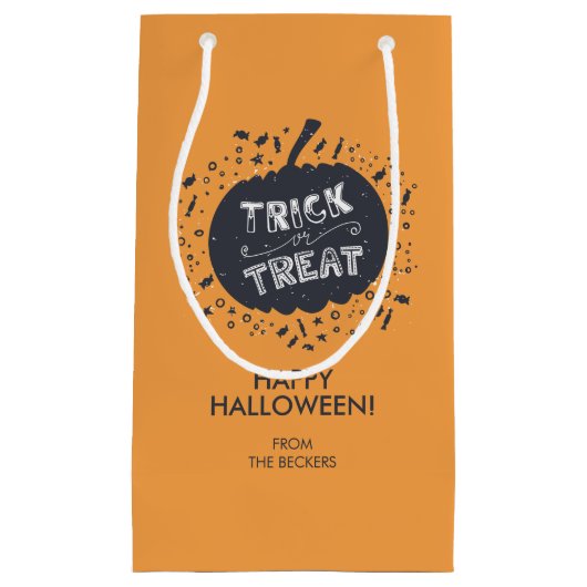 Trick or treat Pumpkin Halloween Gift Bag Klein Cadeauzakje (Voorkant)