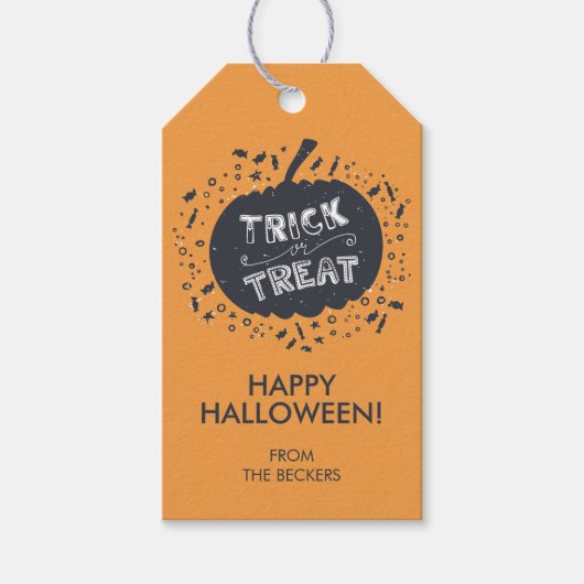 Trick or treat Pumpkin Halloween Gift Label Cadeaulabel (Voorkant)