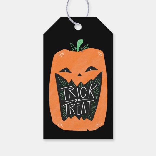 Trick or treat Pumpkin Halloween Party Favor Cadeaulabel (Voorkant)