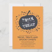 Trick or treat Pumpkin Halloween Party Invitation Kaart (Voorkant)