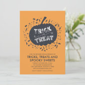 Trick or treat Pumpkin Halloween Party Invitation Kaart (Staand voorkant)