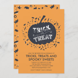 Trick or treat Pumpkin Halloween Party Invitation Kaart