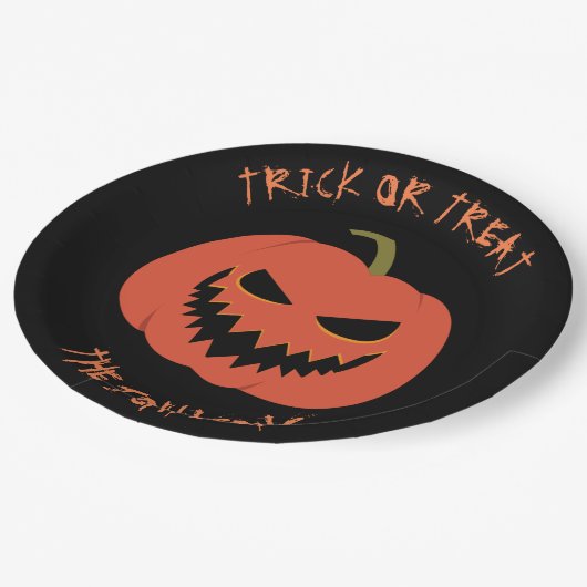 Trick or treat Pumpkin Halloween party jouw naam Papieren Bordje (Gekanteld)