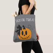 Trick or treat Pumpkin Jack O Lantern Bat Black Tote Bag (Dichtbij)