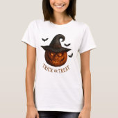 Trick or Treat Pumpkin Witch Hat Halloween Design T-shirt (Voorkant)
