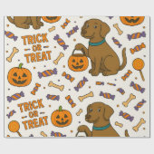 Trick-or-Treat Pup Halloween Cadeaupapier (Vlak)