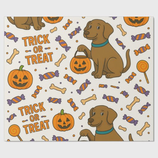 Trick-or-Treat Pup Halloween Cadeaupapier (Vlak)