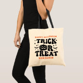 Trick or treat Retro Eenvoudige Custom Happy Hallo Tote Bag (Voorkant (product))