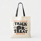 Trick or treat Retro Eenvoudige Custom Happy Hallo Tote Bag (Voorkant)