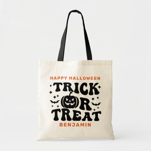 Trick or treat Retro Eenvoudige Custom Happy Hallo Tote Bag (Voorkant)