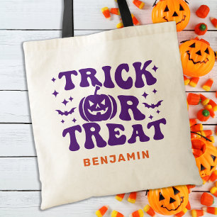 Trick or treat Retro Eenvoudige Gepersonaliseerde  Tote Bag