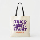 Trick or treat Retro Eenvoudige Gepersonaliseerde Tote Bag (Voorkant)