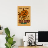 Trick or treat? | Retro Halloween pompoen Poster (Thuiskantoor)
