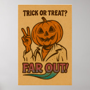 Trick or treat?   Retro Halloween pompoen Poster