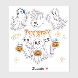 Trick or Treat Retro Schattig Geestenkwartet met P Sticker