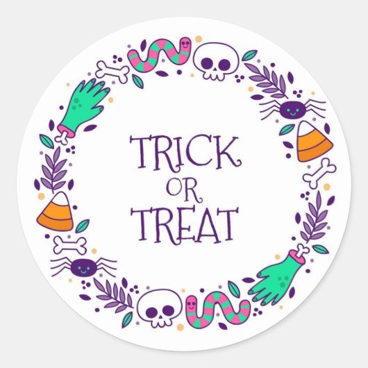 Trick or treat ronde sticker (Voorkant)