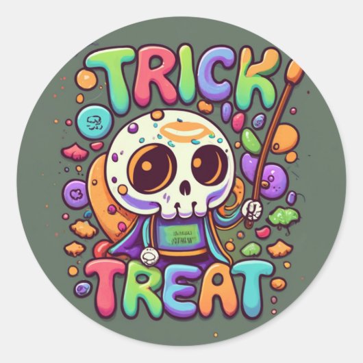 Trick or treat ronde sticker (Voorkant)