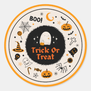 Trick or treat ronde sticker