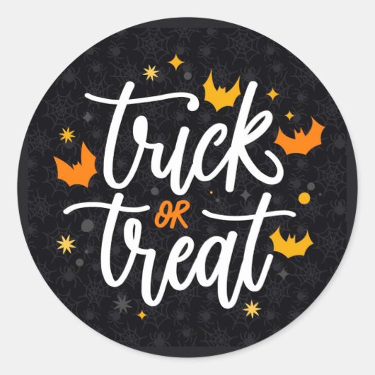 Trick or treat ronde sticker (Voorkant)