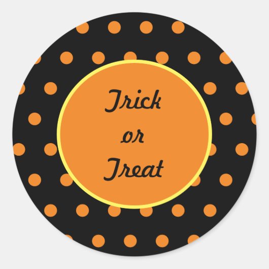 Trick or treat Ronde Stickers (Zwart & Sinaasappel (Voorkant)