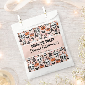 Trick or treat Roze Halloween aangepaste familiena Bedankzakje
