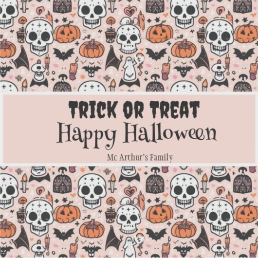 Trick or treat Roze Halloween aangepaste familiena Sticker (Voorkant)