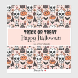 Trick or treat Roze Halloween aangepaste familiena Sticker