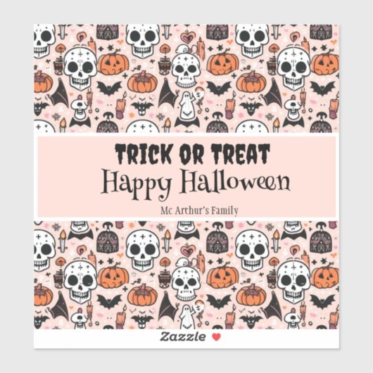 Trick or treat Roze Halloween aangepaste familiena Sticker (Vel)