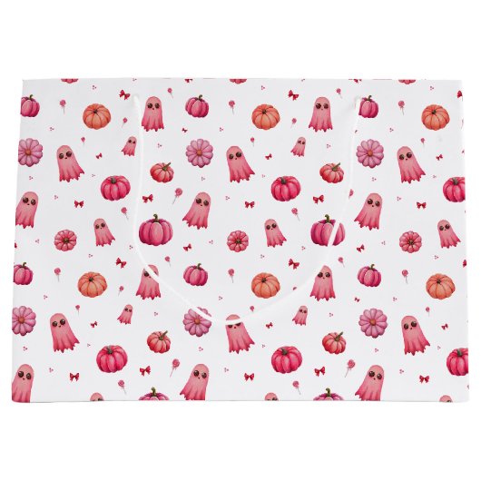 Trick or treat Roze Halloween pompoenen Groot Cadeauzakje (Voorkant)