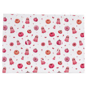 Trick or treat Roze Halloween pompoenen Groot Cadeauzakje (Achterkant)