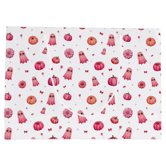 Trick or treat Roze Halloween pompoenen Groot Cadeauzakje (Achterkant)