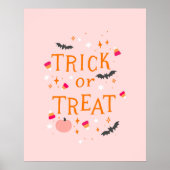 Trick or treat Roze Halloween Poster (Voorkant)