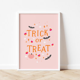 Trick or treat Roze Halloween Poster