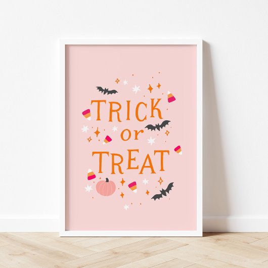 Trick or treat Roze Halloween Poster