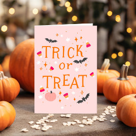 Trick or treat Roze Halloween Wenskaart Bedankkaart