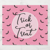 Trick or treat roze vleermuizen halloween bier etiket (Enkel label)