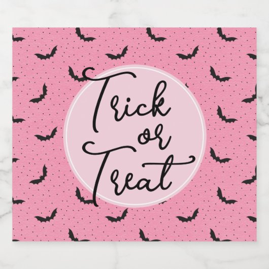 Trick or treat roze vleermuizen halloween bier etiket (Enkel label)