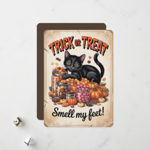 "Trick or treat, ruik mijn voeten!" Zwart Cat Feestdagenkaart