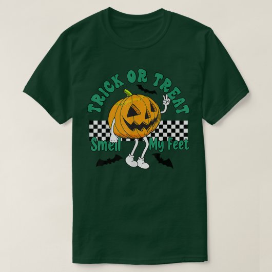 Trick or treat ruikt mijn Feet Gezegde Funny Halow T-shirt (Design voorkant)